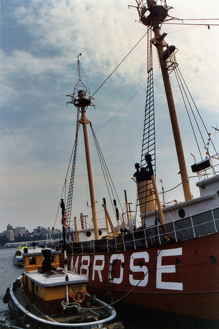 Tugboat & the Ambrose at the South Street Seaport, July 2006