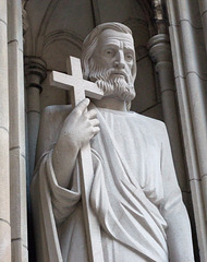 Detail of a Portal Sculpture of a Saint on St. Thomas Church on 5th Avenue, August 2010