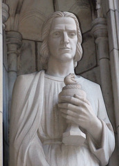 Detail of a Portal Sculpture of a Saint on St. Thomas Church on 5th Avenue, August 2010