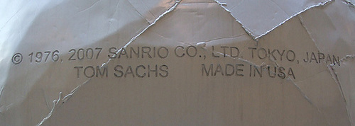 Inscription on the back of the My Melody Sculpture by Tom Sachs at Lever House, May 2008