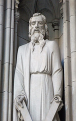 Detail of a Portal Sculpture of a Saint on St. Thomas Church on 5th Avenue, August 2010