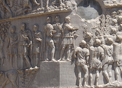 Detail of a Scene of the Emperor Addressing his Troops on the Column of Trajan in Rome, July 2012