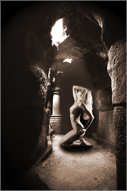 Nude in the grotto