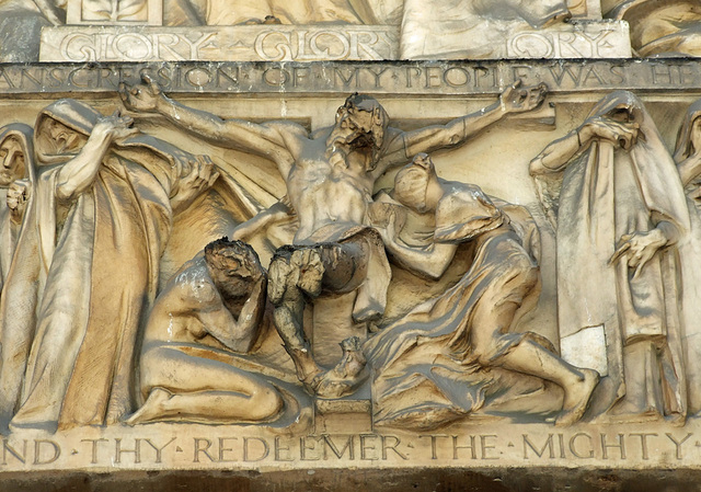 Detail of the Crucifixion on the Main Portal of St. Bart's, May 2011