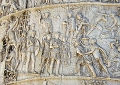 Detail of a Scene with the Presentation of Prisoners to the Emperor on the Column of Trajan in Rome, July 2012