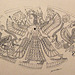 Drawing of the Shell Engraved with Winged Female Deity in the Metropolitan Museum of Art, November 2010