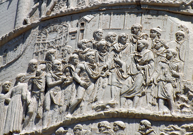 Detail of a Scene with the Emperor Seated on the Column of Trajan in Rome, July 2012