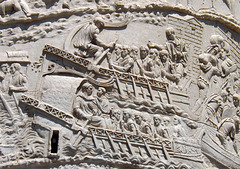 Detail of a Scene with Ships on the Column of Trajan in Rome, July 2012