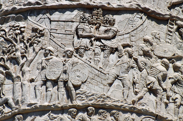 Detail of a Scene with Standard Bearers on the Column of Trajan in Rome, July 2012