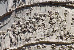 Detail of a Scene with the Emperor Seated on the Column of Trajan in Rome, July 2012