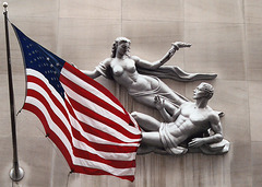 Sculpture and Flag Above the Carlyle Galleries on Madison Avenue, Nov. 2006