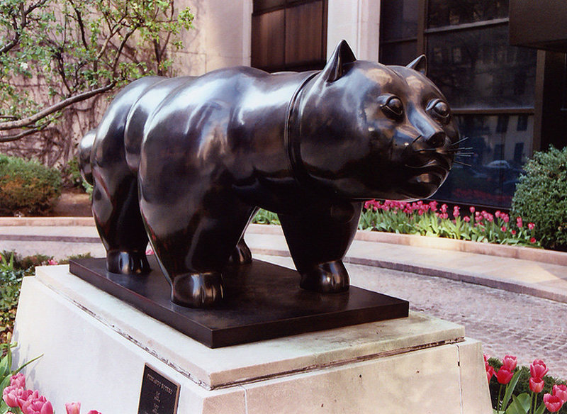 Cat Sculpture by Fernando Botero on E. 79th Street, April 2007