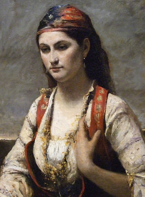 Detail of Young Woman of Albano by Corot in the Brooklyn Museum, March 2010