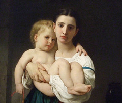Detail of The Elder Sister by Bouguereau in the Brooklyn Museum, January 2010