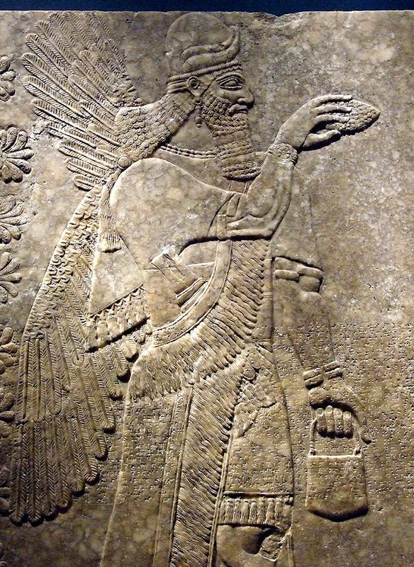 Detail of a Winged Genie with a Horned Helmet Relief in the Brooklyn Museum, August 2007