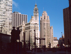 Skyline of Chicago with the Tribune Building, October 2001