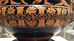 Detail of the lotus and palmette chain on the front of the Euphronios Krater in the Metropolitan Museum of Art, Sept. 2007