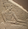 Detail of A Fragment of a Relief Representation of Amun, Ahmes-Nefertari and King Amunhotep I in the Brooklyn Museum, March 2010