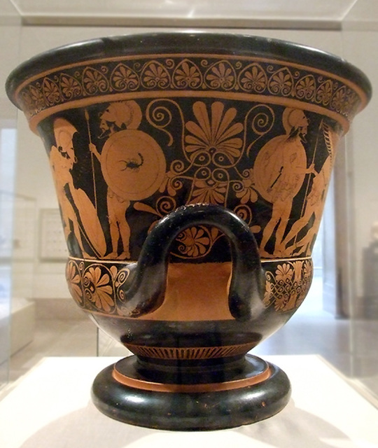 View of one side of the Euphronios Krater in the Metropolitan Museum of Art, Sept. 2007