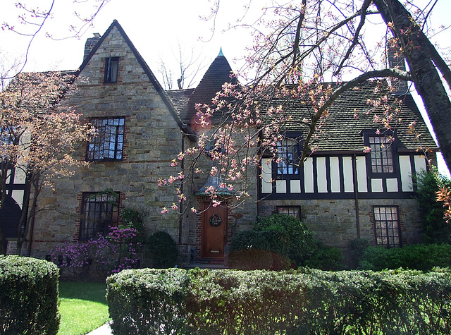 Tudor and Stone Attached House in Forest Hills Gardens, April 2010
