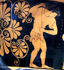Detail of a Youth Arming on the back of the Euphronios Krater in the Metropolitan Museum of Art, Sept. 2007