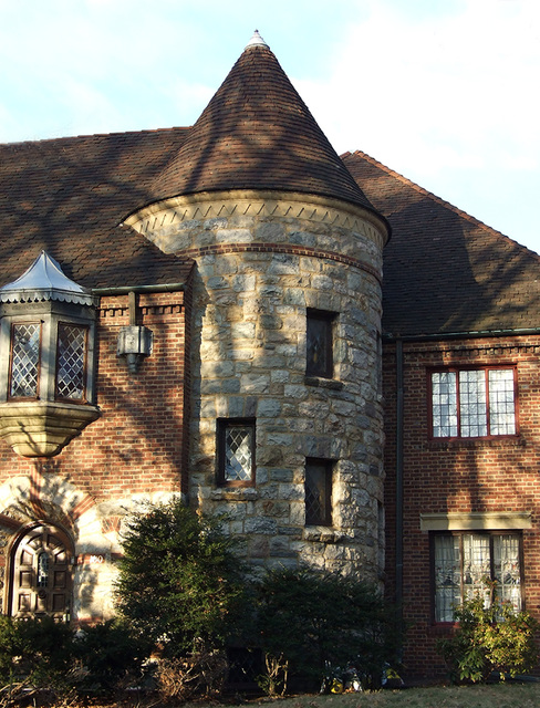 Detail of a House with a Turret in Forest Hills Gardens, January 2008