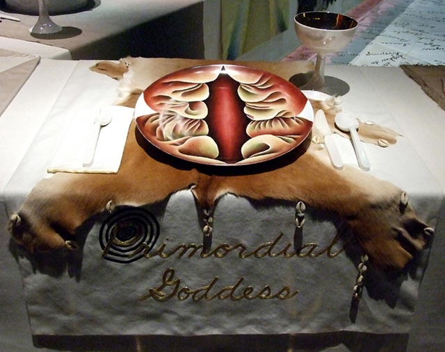 Setting for the Primordial Goddess in the Dinner Party by Judy Chicago in the Brooklyn Museum, August 2007