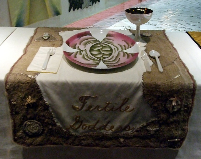 Setting for the Fertile Goddess in the Dinner Party by Judy Chicago in the Brooklyn Museum, August 2007
