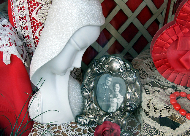 Antique Store's Valentine's Day Window Display on Metropolitan Avenue in Forest Hills, January 2008