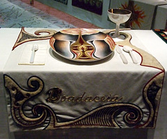 Setting for Boadicea in the Dinner Party by Judy Chicago in the Brooklyn Museum, August 2007