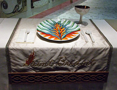 Setting for St. Bridget in the Dinner Party by Judy Chicago in the Brooklyn Museum, August 2007