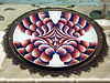 Detail of the Plate for Elizabeth I in the Dinner Party by Judy Chicago in the Brooklyn Museum, August 2007