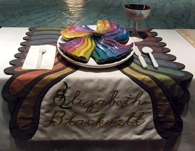 Setting for Elizabeth Blackwell in the Dinner Party by Judy Chicago in the Brooklyn Museum, August 2007