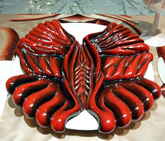 Detail of the Plate for Margaret Sanger in the Dinner Party by Judy Chicago in the Brooklyn Museum, August 2007