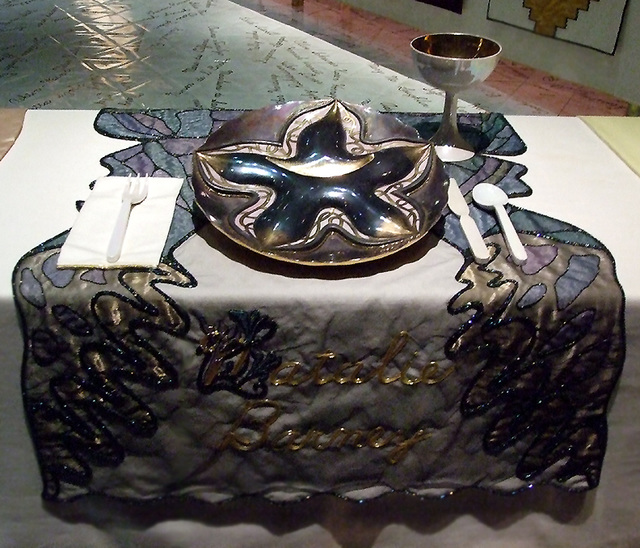 Setting for Natalie Barney in the Dinner Party by Judy Chicago in the Brooklyn Museum, August 2007