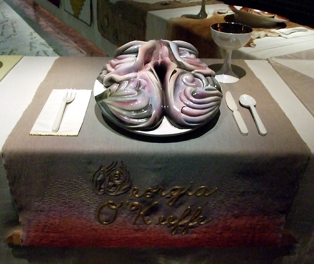 Setting for Georgia O'Keeffe in the Dinner Party by Judy Chicago in the Brooklyn Museum, August 2007