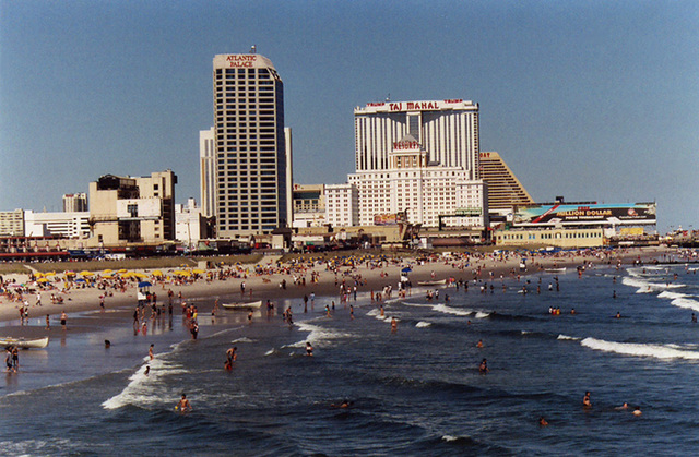 View of the Beach and Boardwalk from the Pier of Caesars' Mall in Atlantic City, Aug. 2006