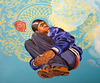Detail of Go by Kehinde Wiley in the Brooklyn Museum, March 2010