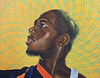 Detail of Passing/ Posing (Female Prophet Anne...) by Kehinde Wiley in the Brooklyn Museum, March 2010
