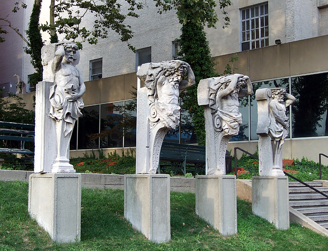 Atlantes Figures- Architectural Sculptures in the Brooklyn Museum Sculpture Garden, August 2007