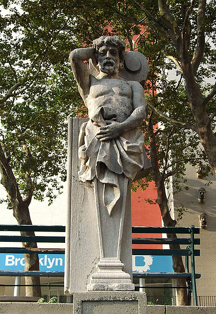 Atlantes Figure- Architectural Sculpture in the Brooklyn Museum Sculpture Garden, August 2007