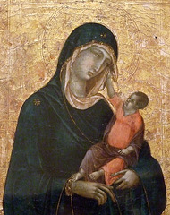 Detail of the Madonna and Child by Duccio in the Metropolitan Museum of Art, January 2010