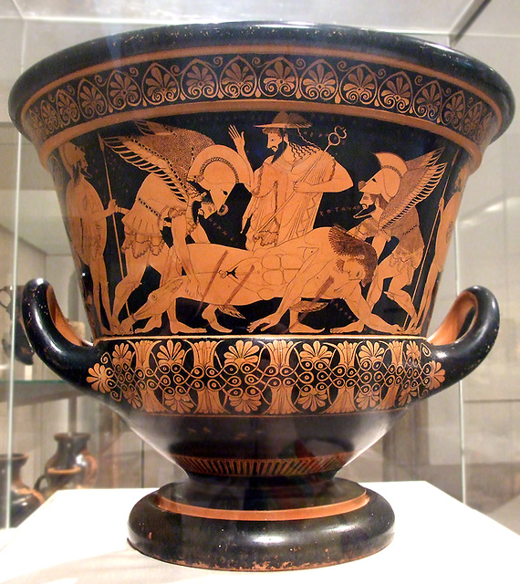 View of the front of the Euphronios Krater in the Metropolitan Museum of Art, Sept. 2007