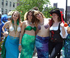 Three Mermaids and a Lady Pirate at the Coney Island Mermaid Parade, June 2010