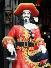 Detail of the Captain Morgan Statue in front of El Basurero Restaurant  in Astoria, May 2010