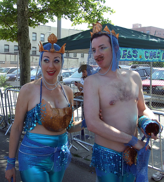 Mermaid and King Neptune in Blue at the Coney Island Mermaid Parade, June 2010