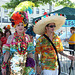 Carmen Miranda and Man in Mexican Hat at the Coney Island Mermaid Parade, June 2010