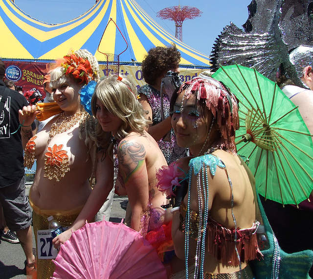 Three Mermaids with Parasols at the Coney Island Mermaid Parade, June 2010