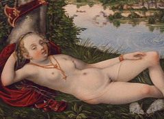 Detail of Nymph of the Spring by Cranach in the Metropolitan Museum of Art, March 2011