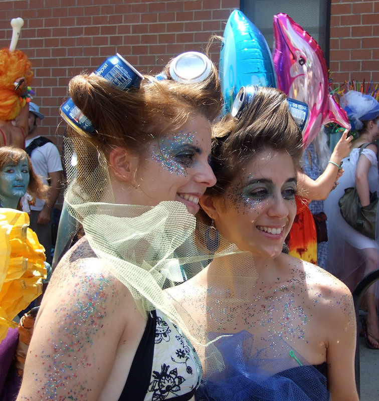 Mermaids with Soda Can Curlers at the Coney Island Mermaid Parade, June 2010